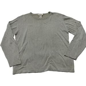 Sarah B Studio Knit Top Silk Blend Womens Size L Grayish Beige Silver STAINS